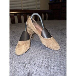 JEFFREY CAMPBELL Low Block Heel Suede Leather Round Toe Shoe Pumps Sz 8.5